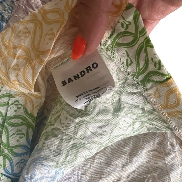 Sandro linen blend crop patched top size 2 in excellent condition - Picture 9 of 10